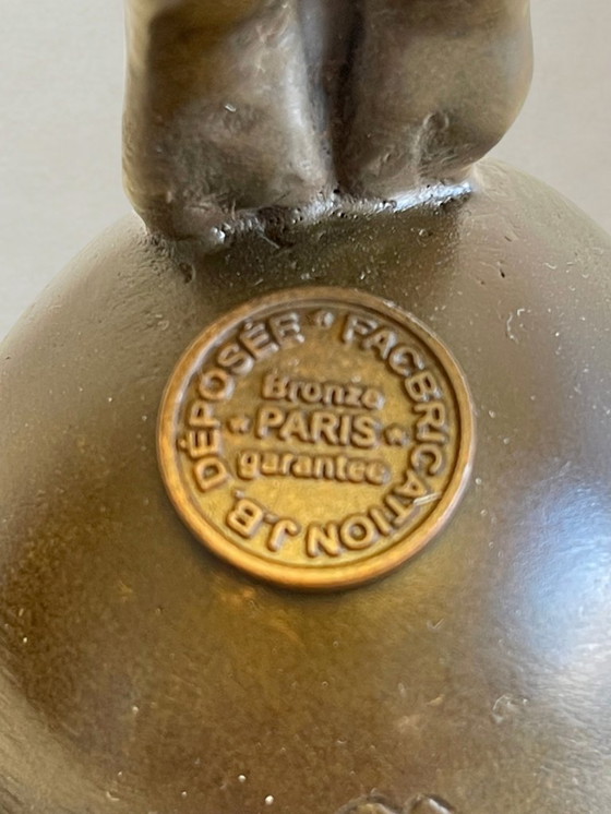 Image 1 of Art Deco style sculpture – Male nude in balance – Decorative bronze – 29 cm