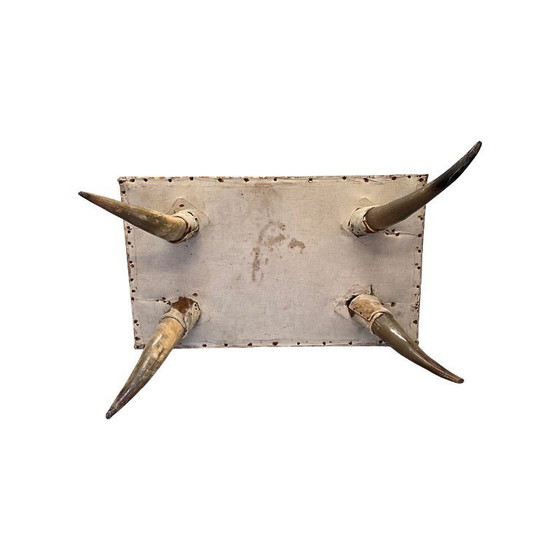 Image 1 of Tavolino da caffè francese antico in pelle di mucca e corna, circa 1880