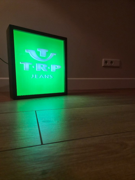 Original T.R.P. Jeans Light Sign / Shop Display – Alrec, Wall decoration, Plastic, Wood (photo 2 of 5)