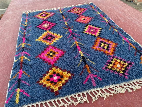 Berber vloerkleed 3x2M Dikke wol diepblauw & veelkleurige Berber patronen – Vloerkleden en tapijten, Katoen (photo 2 of 8)