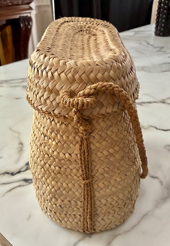 Cesta de pescador, palma trenzada, Marruecos – Fabrication artisanale, Decoración de pared, Wicker (photo 4 of 7)