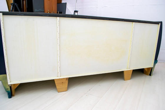 Image 1 of Postmodern Blue Lacquer and Black Marble Sideboard by DBM, Italy, 1980s
