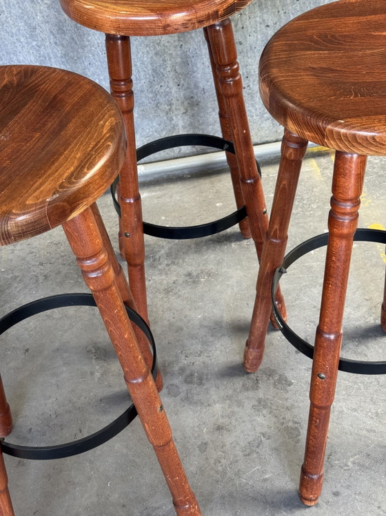Image 1 of Trio of Wooden Bar Stools