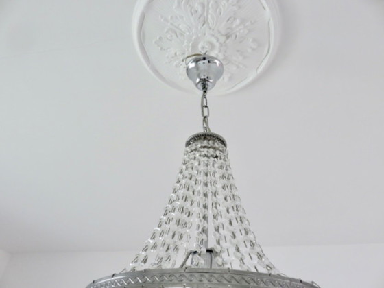 Image 1 of Lámpara de araña de globo aerostático con gotas de cristal