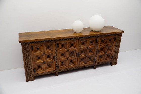 Image 1 of Large Solid Brutalist Rustic 3D Sideboard, 1960s