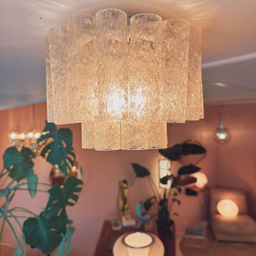 1960's Doria Ice Glass Ceiling Chandelier