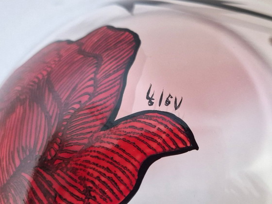 Image 1 of Kosta Boda - Grande ciotola con rose "Tattoo" di Ludvig Löfgren - Firmata