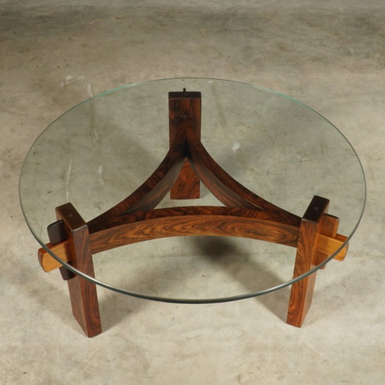 Vintage Brutalist coffee table – rosewood – 1970s – Glass (photo 8 of 12)