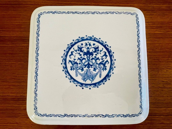 Image 1 of Plat à pâtisserie et pelles à gâteaux vintage en porcelaine de Gien, ensemble de 3