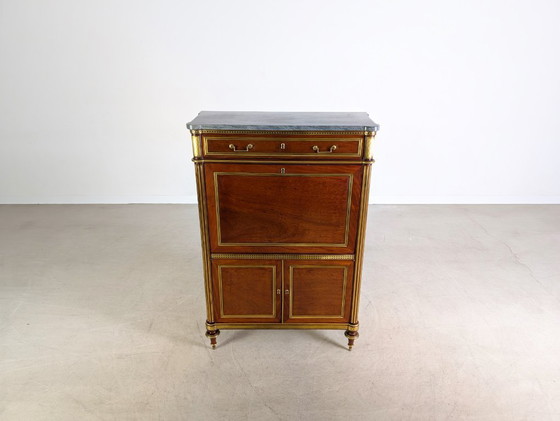 Image 1 of Original Louis XVI chest of drawers/secretary, mahogany, brass