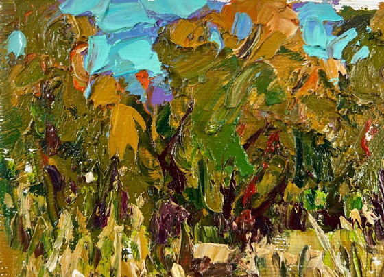 Image 1 of Original Oil Painting Autumn Forest Landscape Where the reeds whisper