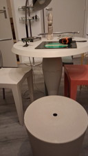 Philippe Starck design set: table, stool, and 3 chairs