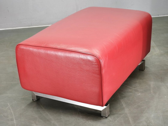Fauteuils Lounge Oversize en Cuir Rouge et Ottoman Wittmann, Autriche (photo 6 of 20)