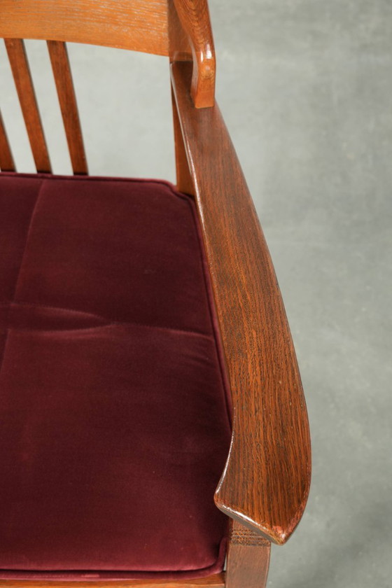 Image 1 of Art Nouveau/ Jugendstil design Schuitema dining chair/occasional chair with luxurious red fabric upholstery