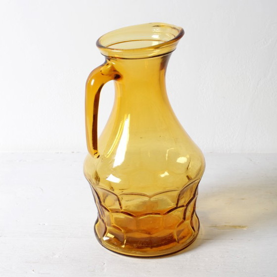 Image 1 of Rara brocca vintage di design in vetro ambrato italiano / Brocca di metà secolo / Italia / Anni '70