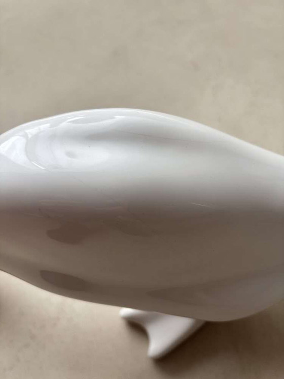 Image 1 of Minimalist porcelain geese set 80s white design