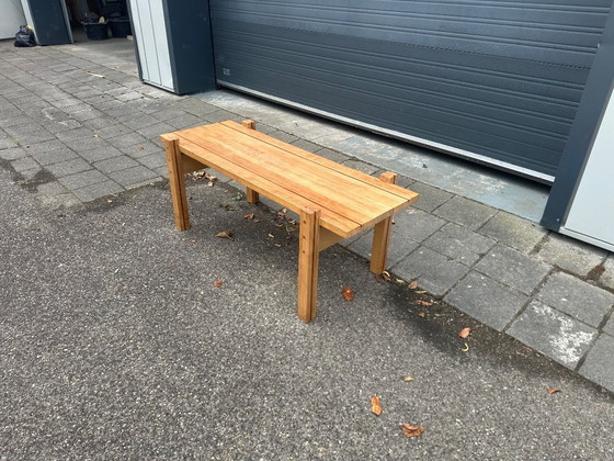 Image 1 of Reconstructie mahoniehouten foyertafel Frankrijk jaren 1960 stijl Jean Prouvé