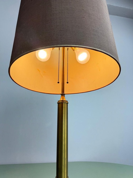 Hollywood Regency Solid Brass Column Table Lamp, Attributed to Maison Jansen. France, 1970s. Ref.: TL 302 (photo 8 of 14)
