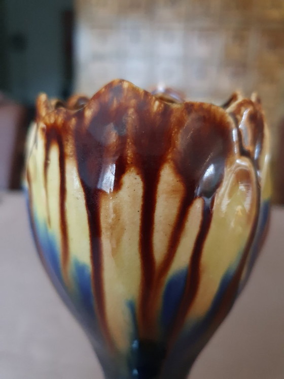 Image 1 of Art Deco vase Thulin Belgium - drip glaze - 1930s