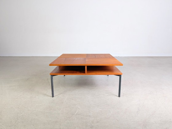 Image 1 of Table basse vintage danoise originale en teck et métal, style milieu du siècle, années 1970