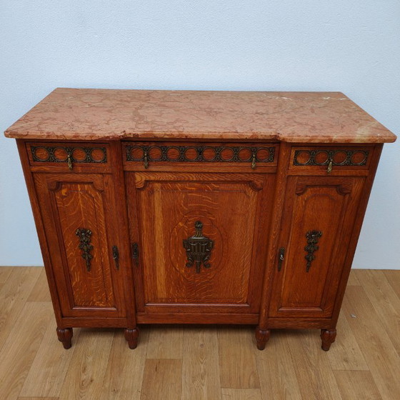 Image 1 of Antique vintage sideboard chest of drawers bathroom vanity with marble top