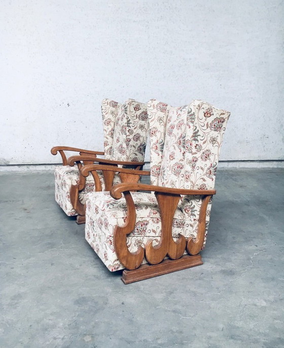 Image 1 of Ensemble de fauteuils à oreilles haut de style début XXe siècle