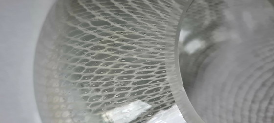 Merletto glass ball vase “Harrtil” Harrachov 1950s Metelák/Pulpitel Mid Century Top 13/14 cm (photo 3 of 5)