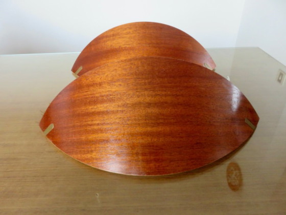 Image 1 of Par de apliques escandinavos de madera curvada con detalles de latón, 1980