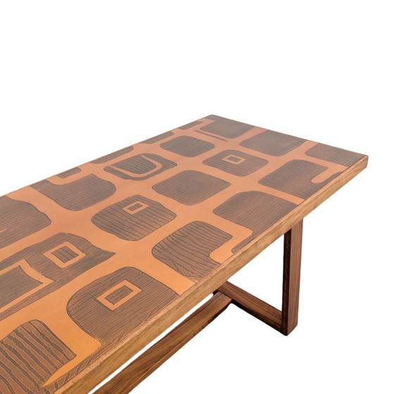 Original Jean Blazy Design Coffee table 1950 Copper – Wood (photo 6 of 7)