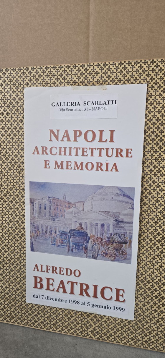 Image 1 of Original Watercolor by Alfredo Beatrice - Historical View of Caserta/Naples