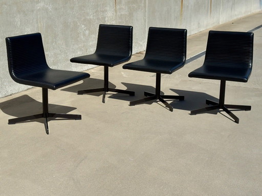 Set di 4 poltrone girevoli in pelle B&B Italia | Maxalto, disegnate da Vincent Van Duysen