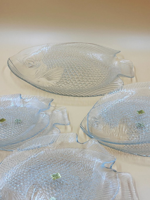 Servicio de pescado de cristal Arcoroc: 1 bandeja + 6 platos