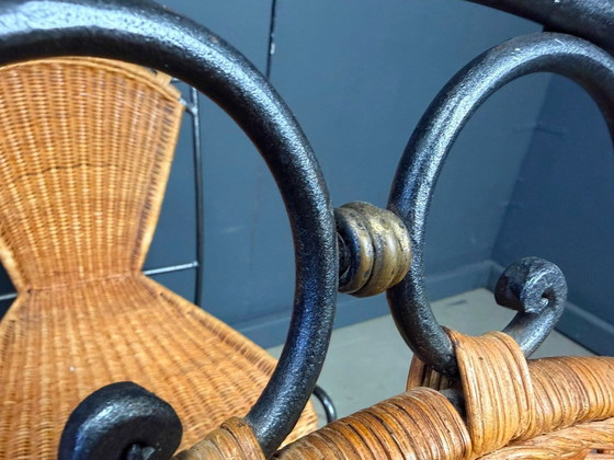 Sillas de mimbre de Frederick Weinberg, década de 1960, juego de 6 – Sillas de comedor, Metal, Wicker (photo 6 of 9)