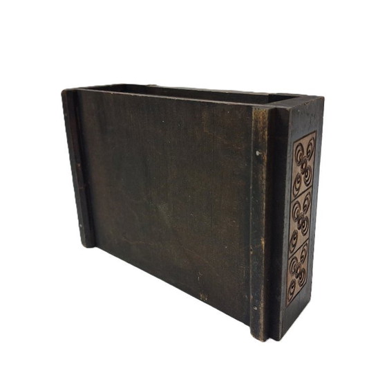 Image 1 of Vintage Carved Wooden Keepsake Box – Hinged Lid – Ornate Scrollwork