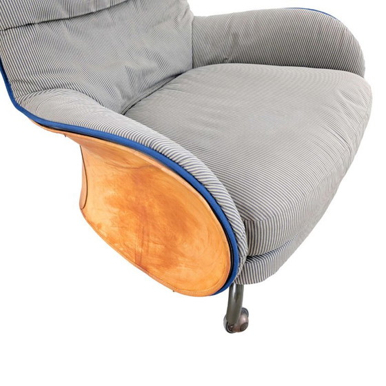 Original DePadova Armchair with Ottoman Vico Magistretti Leather 1980, Grey (photo 6 of 15)