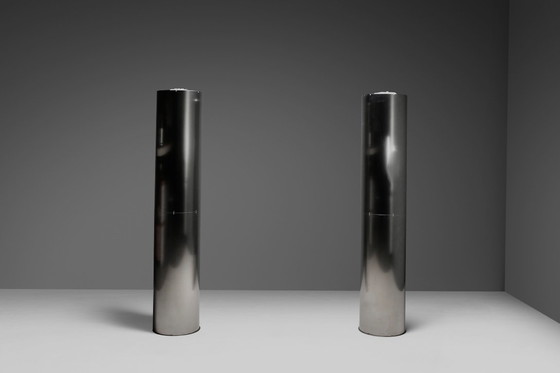 Image 1 of Monumentali lampade da terra in acciaio inossidabile di Targetti – Italia, anni '70