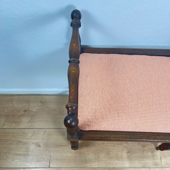 Image 1 of Small bench / stool in traditional English style, with side armrests