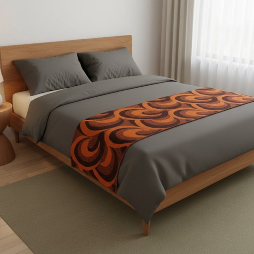 Aabe Vintage Wollen Deken Jaren 70 Oranje En Bruine – decoratieve objecten, Wool (photo 2 of 11)