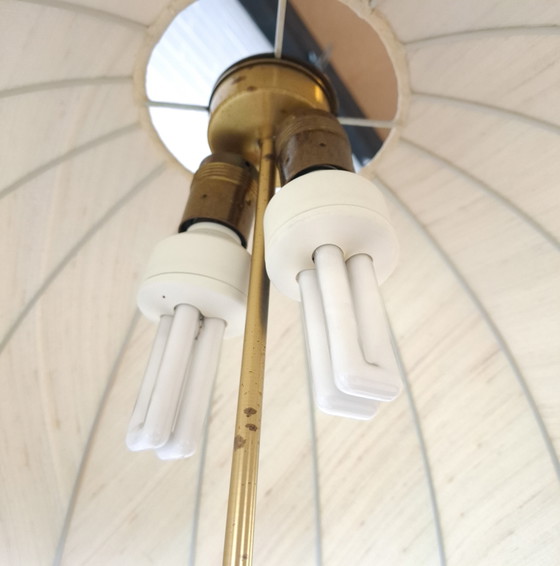 Image 1 of Vintage mushroom brass XL table lamp mid-century modern design 1970s