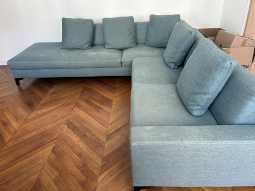Canapé modulable Meridiani – modèle Prince – bleu – 2 éléments