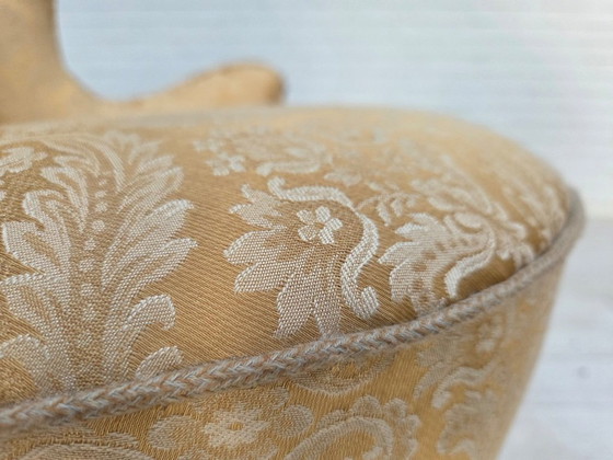 1960s, Danish cocktail lounge chair, jacquard fabric, beech wood. – Armchairs, Textile (photo 14 of 17)