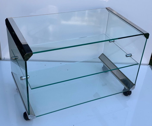 Vintage Servierwagen aus Glas Pierangelo Gallotti Gallotti & Radice 1970-1979