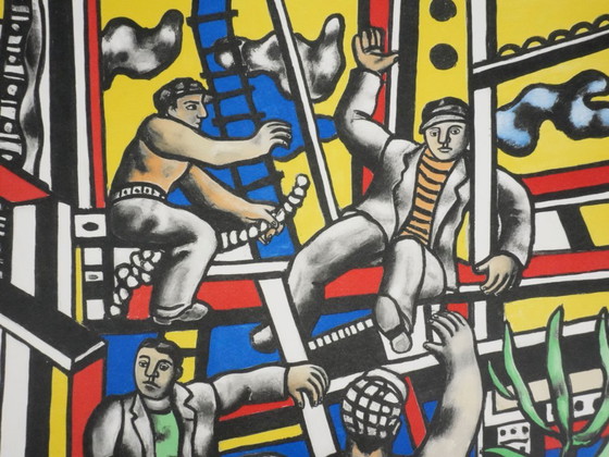 Fernand Leger : Les Constructeurs Au Palmier, Lithographie Signée – Lithographies et sérigraphies, Paper (photo 7 of 11)