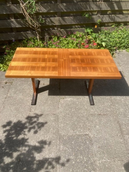 Mid Century Vintage Walnussfurnier Designer Couchtisch