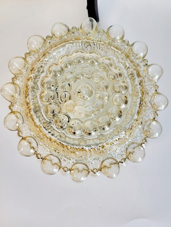 Image 1 of Lampada da parete o da soffitto in vetro vintage, con rilievo a bolle, stile spaziale, anni '70