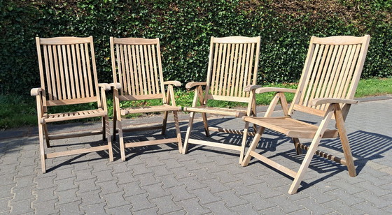 Image 1 of 4 chaises de jardin en teck Sunyard Veronica