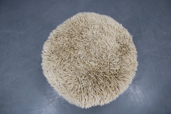 Image 1 of Sgabello in legno del 1950 con rivestimento in pelle di pecora