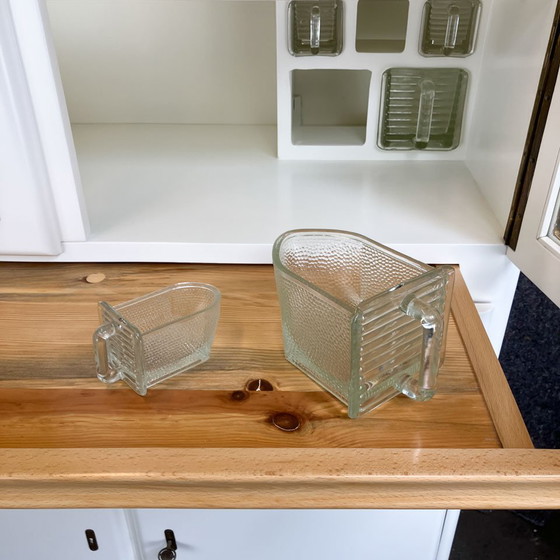 Image 1 of Kitchen cupboard with pull-out and bread compartment, solid wood, 1950s