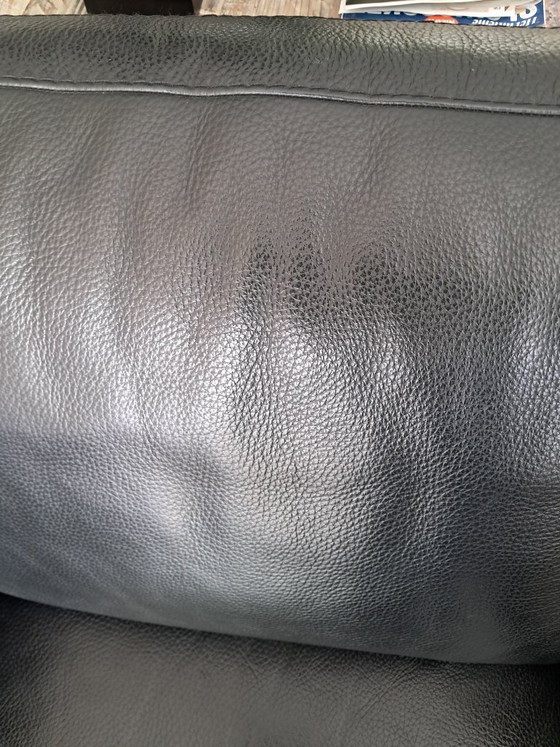 Image 1 of Beautiful black leather 4-seater sofa
