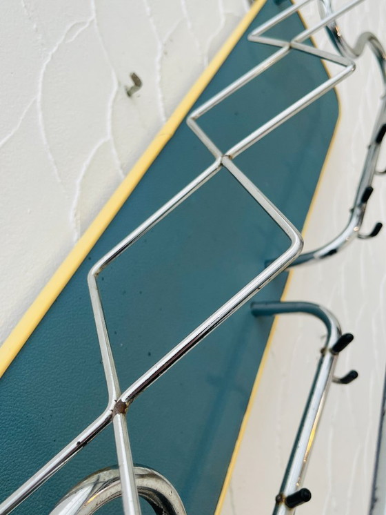 Image 1 of Appendiabiti da parete vintage blu e cromato